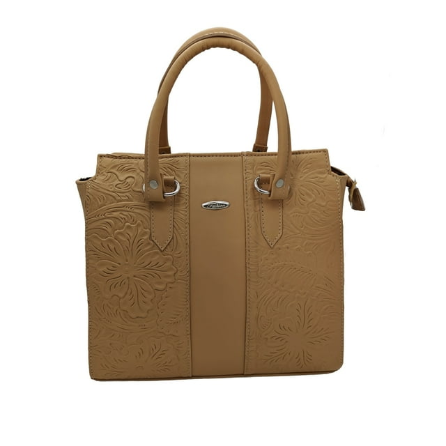 Bolsa de Mano FANA BOLSOS en Piel Vacuno Cincelada Camila Camel
