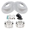 thumbnail image 2 of TRQ Rear Performance Brake Pad & Rotor Kit Brake Caliper Brake Pads Brake Rotors Set Semi-Metallic Solid Premium G-Coated Fits Select 2012-2017 Hyundai Azera 2011-2015 Kia Optima, 2 of 8