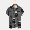 thumbnail image 2 of Mens Manga Corta Botón Abajo Camisas, Navidad Impreso Turndown Cuello Blusa, Top de Moda Casual, 2 of 3