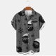 thumbnail image 2 of Mens Manga Corta Botón Abajo Camisas, Navidad Impreso Turndown Cuello Blusa, Top de Moda Casual, 2 of 3