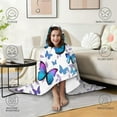 thumbnail image 4 of Wearable Blanket,Purple Leaf Butterfly Pattern Hooded Wearable Flannel Blanket for Adults & Teens,Winter Poncho Shawl Wrap Cape Cozy Anti-Pill,50"x60", 4 of 5