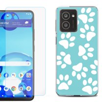 For HMD Vibe Shockproof Phone Case Cover with Tempered Glass Screen Protector, by OneToughShield - Pet Paw / Teal