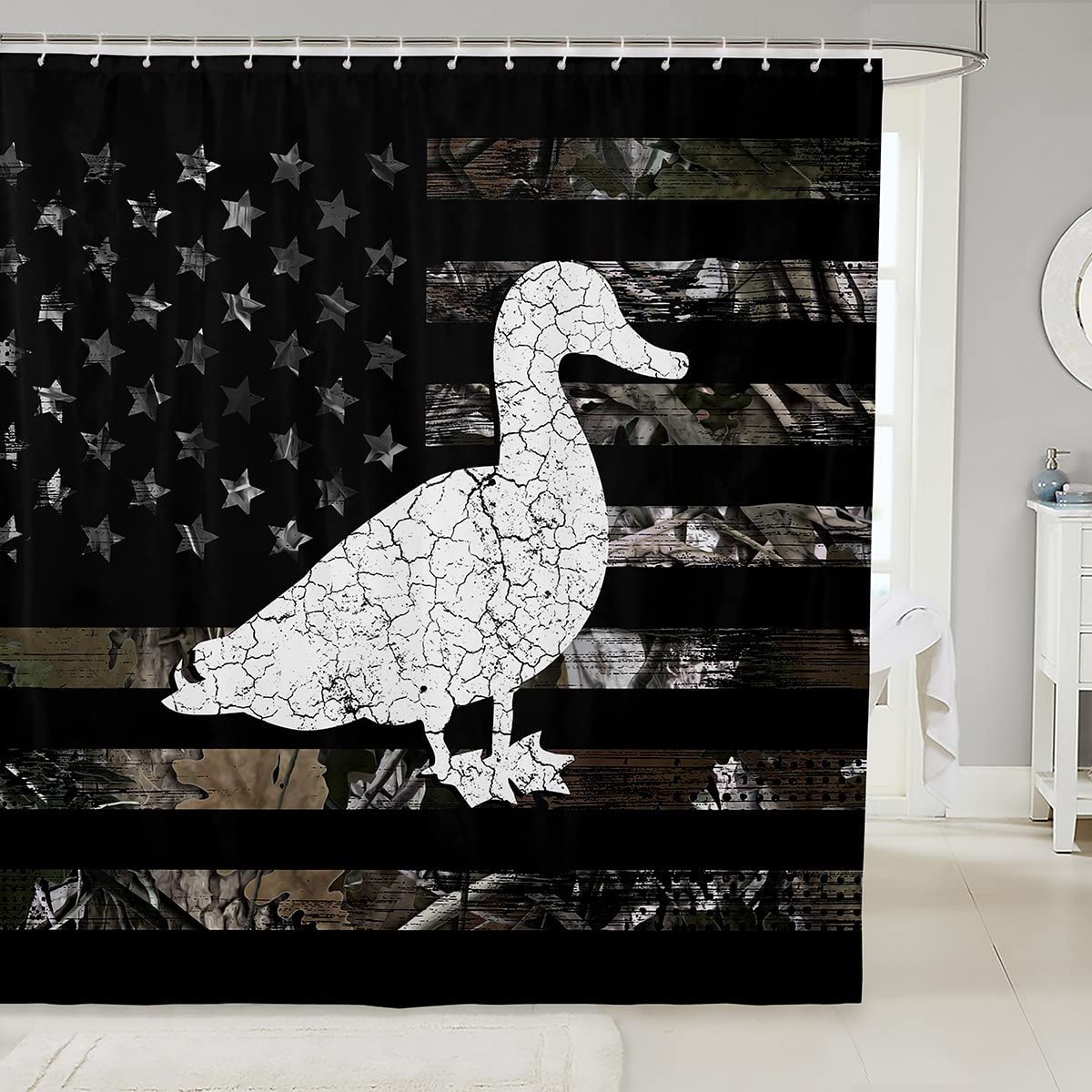 Sonernt American Flag Print Duck Hunting Shower Curtain 72x72 inch with