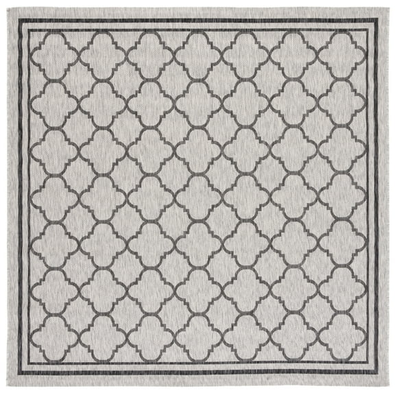 SAFAVIEH Courtyard Claudia Geometric Indoor/Outdoor Area Rug, Light Grey/Black, 6'7" x 6'7" Square