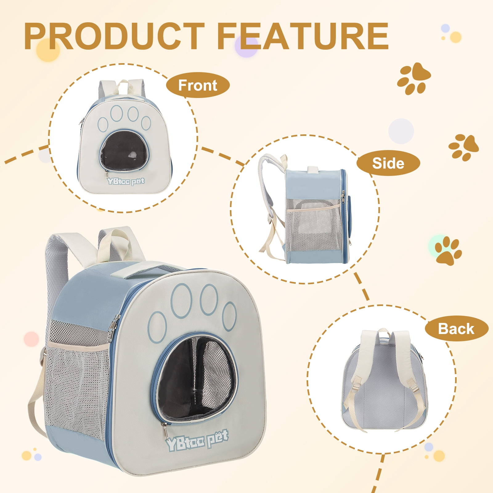 Uxcell Pet Portable Travel Backpack Carrier for Small Large Cat Uxcell Pet Dog, Dark Blue