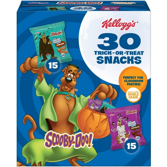Kellogg's SCOOBY-DOO! Variety Pack Graham Cracker Snacks, Halloween Snacks, 30 Count