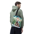 thumbnail image 3 of Merry Christmas Santa Reindeer Antlers Newfoundland Sleigh Xmas Winter Holiday All Over Print 3D Canvas Tote Bag Newfie Dog Lover Gifts Reusable Handbag - 00023, 3 of 5