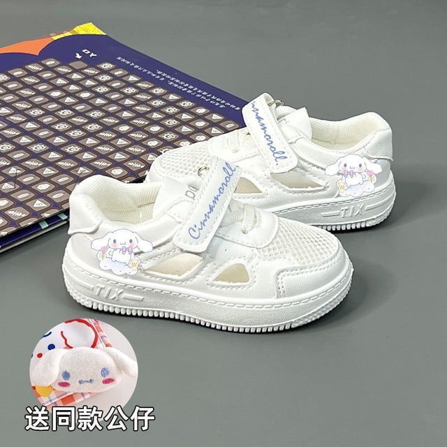 Zapatos blancos para niños, verano 2024, zapatos deportivos Yugui Dog, zapatos de malla transpirable, zapatos casuales huecos para niñas, zapatos de bebé de suela blanda