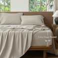 thumbnail image 3 of MooMee 100% Washed Cotton King Fitted Sheet Only Linen Like Textured Extra-Deep Pocket Breathable Soft 1-Piece(Cream Grey, 78"x80"), 3 of 6