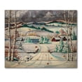 thumbnail image 3 of Designart 'Snowy Road In Countryside Winter Landscape' Traditional Print on Natural Pine Wood, 3 of 5