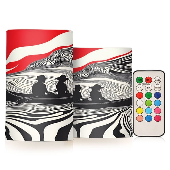Yayeee Flameless Candles with Remote Flickering Battery Operated Multi Color Changing, Black Illusionary Boat