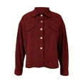 thumbnail image 6 of Coorders Women's Corduroy Cropped Jacket with Pockets, Lightweight Women's Trend Bottom Down Jackets Shackets Coats ,Women's Plus Red,Size XXL, 6 of 6
