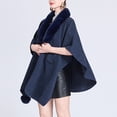 thumbnail image 4 of Cape Châle Tricotée Couleur Unie, Col Faux Élégant pour Femmes, 4 of 6
