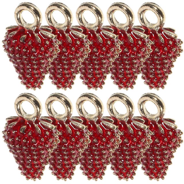 Red Strawberry Charm Pendants 10Pcs For Necklace And Bracelet Making Suitable For Women Girls DIY Projects