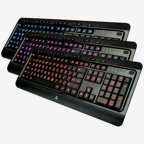 azio kb505u large print tri color backlit led usb keyboard walmart com