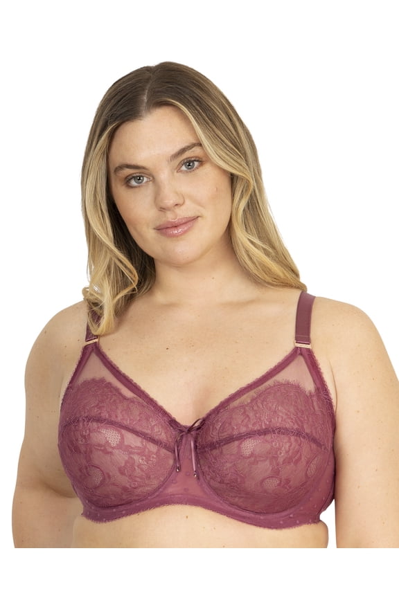 Women's Lace & Mesh Full Coverage Unlined Underwire Bra