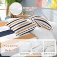 thumbnail image 2 of 3 Piece Burnt Orange Navy Blue Striped Duvet Cover Set Full Size, Microfiber Comforter/Quilt Cover with Corner Ties and 2 Pillowcases, Farmhouse Stripe Art All Season Soft Bedding with Zipper Closure, 2 of 8