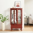 thumbnail image 4 of Lighted 6-Tier Glass Curio Cabinet with 2 Doors, 1 Drawer & Anti-Tip Strap, Adjustable Shelves, Cherry Finish, 4 of 17