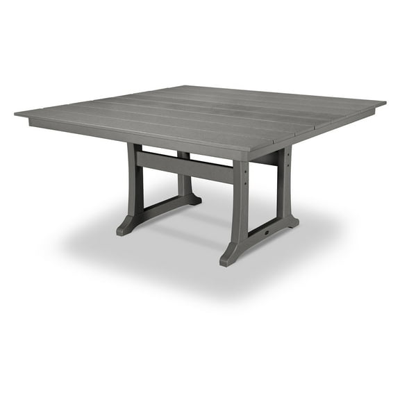 POLYWOOD 59" Polyethylene Durable Outdoor Dining Table, Gray