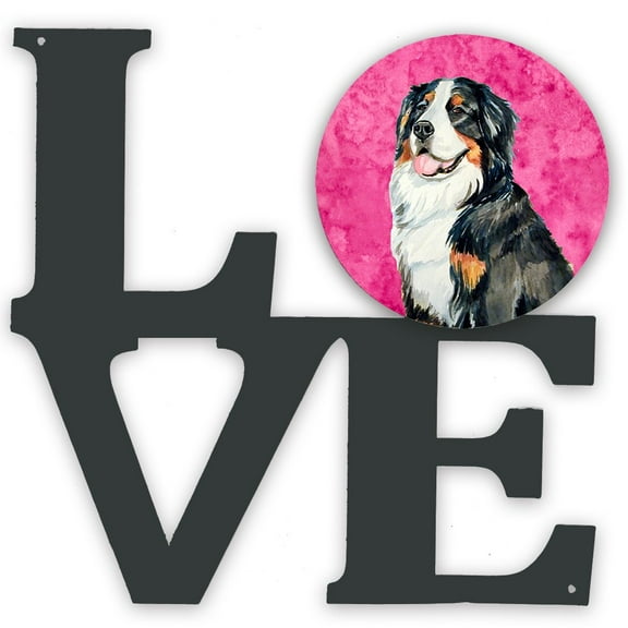 Pink Bernese Mountain Dog Metal Wall Artwork LOVE
