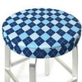 thumbnail image 6 of Goofa Blue Squares Printed Stool Covers Round, Waterproof Round Bar Stool Covers Anti-Slip Round Bar Stool Seat Cover with Elastic Bands Durable -12 inch, 6 of 7