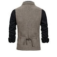 thumbnail image 4 of VSSSJ Men's Four Season Suit Vest Slim Fit Striped Button Down Sleeveless Lapel Collar Waistcoat Casual Stylish Wedding Party Vest with Pocket Khaki XL, 4 of 7