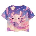 thumbnail image 2 of Uourmeti Axolotl Crop Top for Girls 10-12 Cute Short Athletic T-Shirt Summer Casual Loose Crew Neck Pullover Tops, 2 of 6