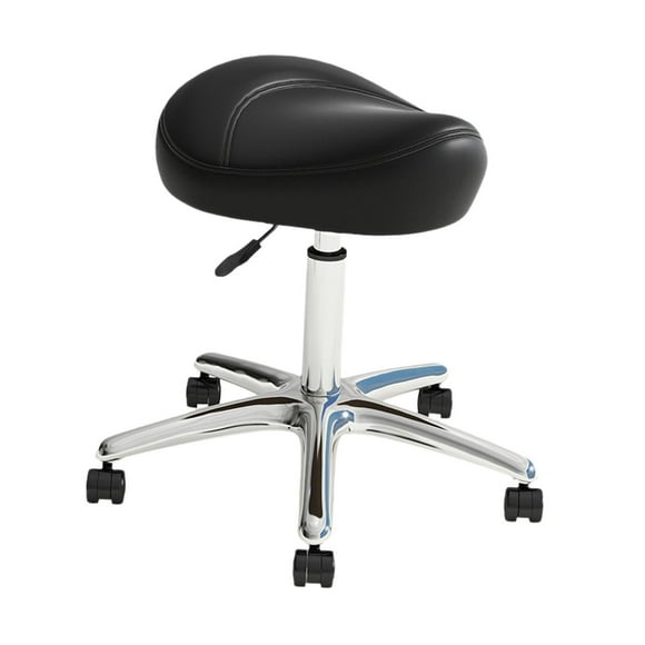 Lipstore Saddle Stool Lift Stool Height Adjustable Swivel Salon Stool Round Rolling Stool black