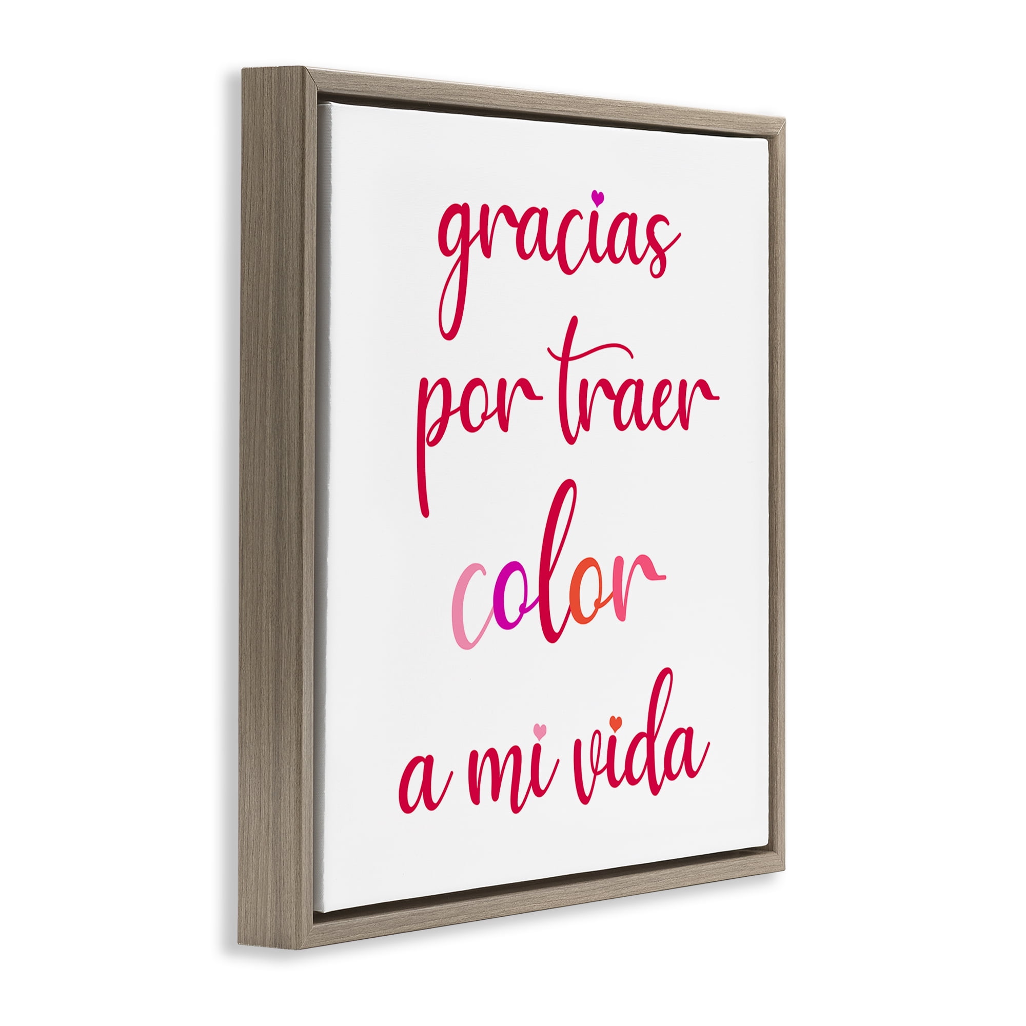 Stupell Industries Gracias por Traer Color Inspirational Quotes & Sayings Painting Brown Floater Framed Art Print Wall Art, 18 x 18