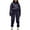 Navy, variant on HOOJT Clearance!Women Solid Color Classic Versatile Casual Hoodie Long Sleeved Round Neck Top/Shirt Set Casual Tracksuit Sets