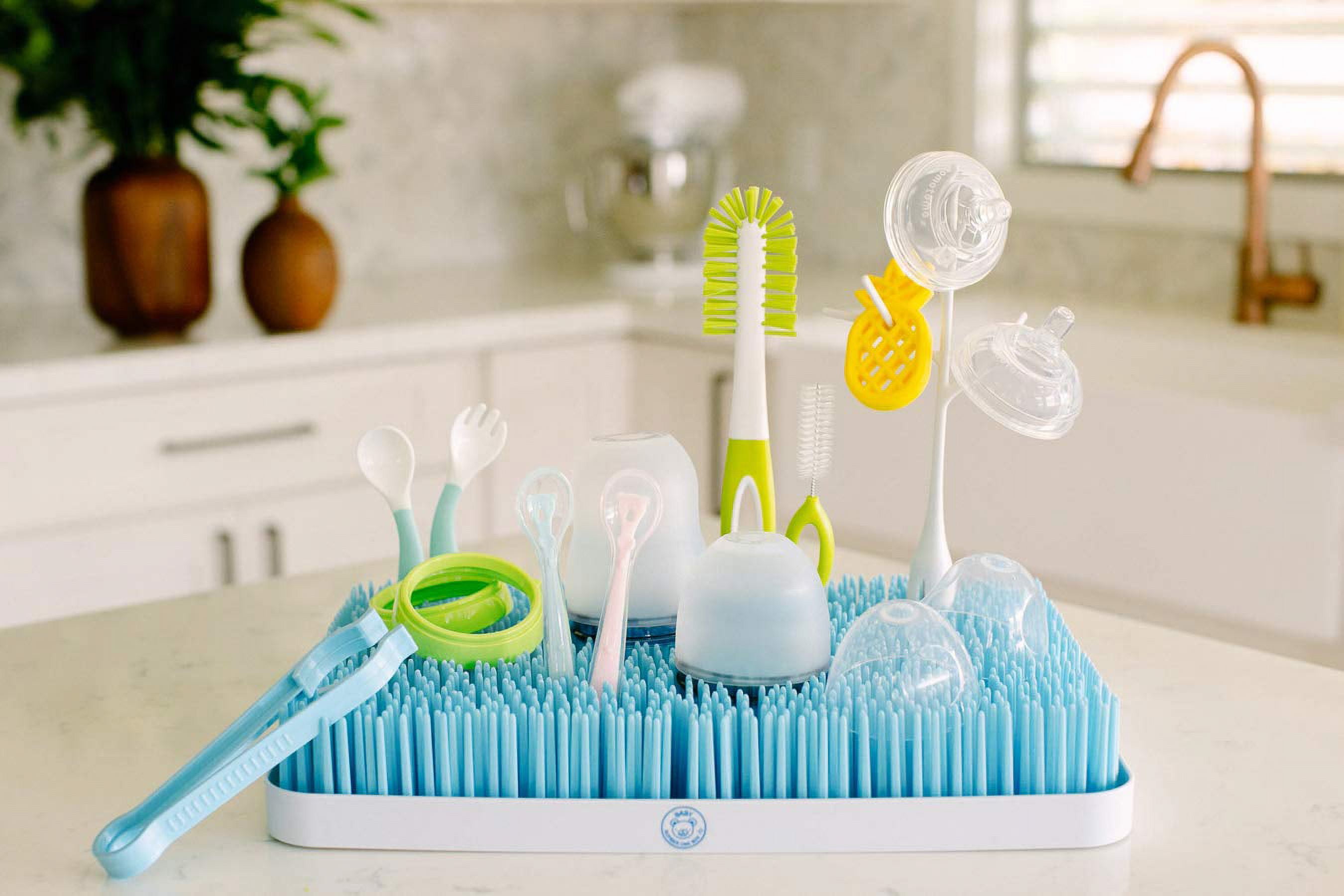 Baby Bottle Drying Rack - Silicone Mat - Accessory Cup - 7-Prong
