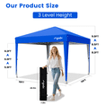 thumbnail image 6 of GVDV Canopy Tent, 10' x 10' Instant Straight Leg Pop-up Commercial Canopy, Outdoor Shading Shelter, Blue, 6 of 10