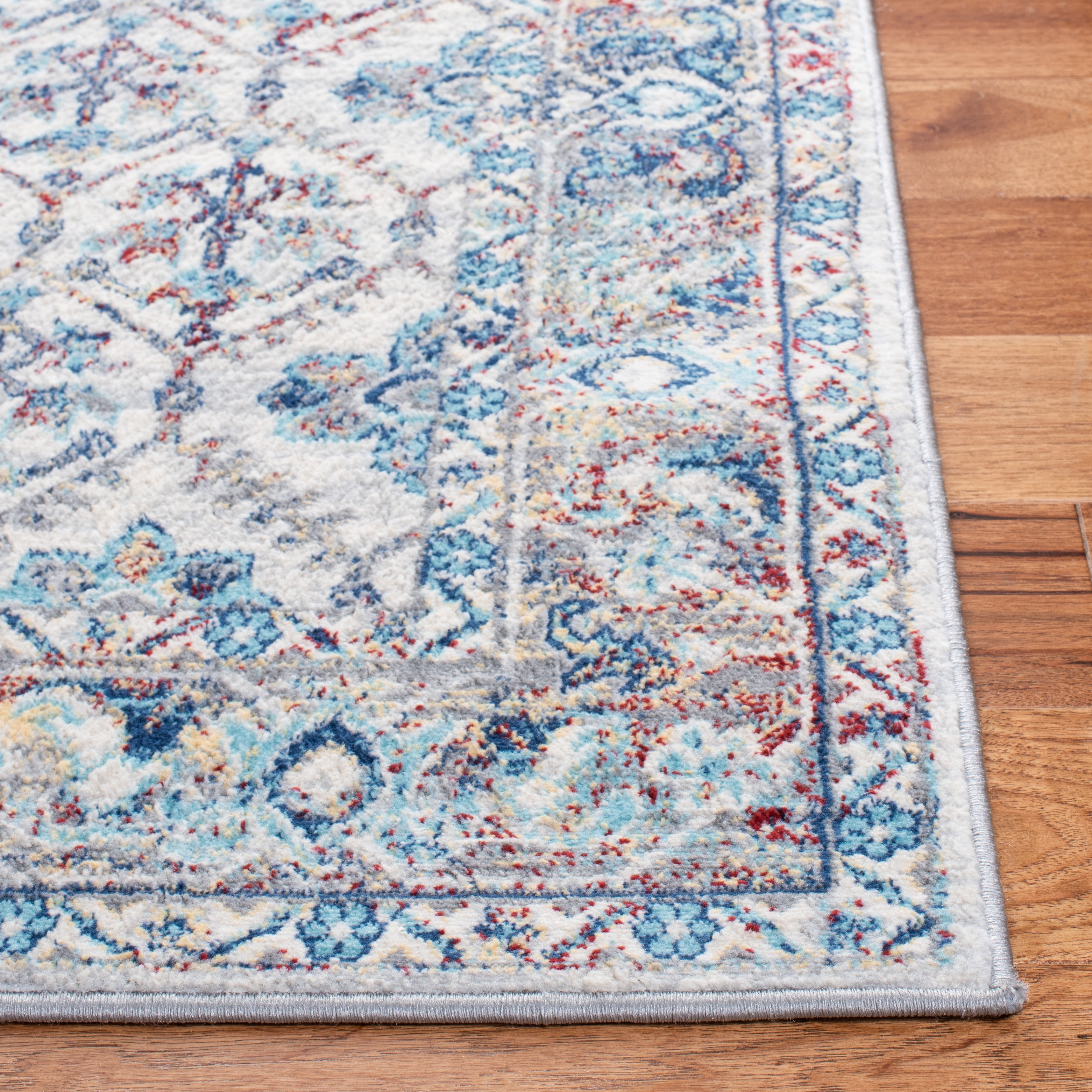 SAFAVIEH Brentwood Pompeii Geometric Area Rug, Ivory/Blue, 9' x 12'