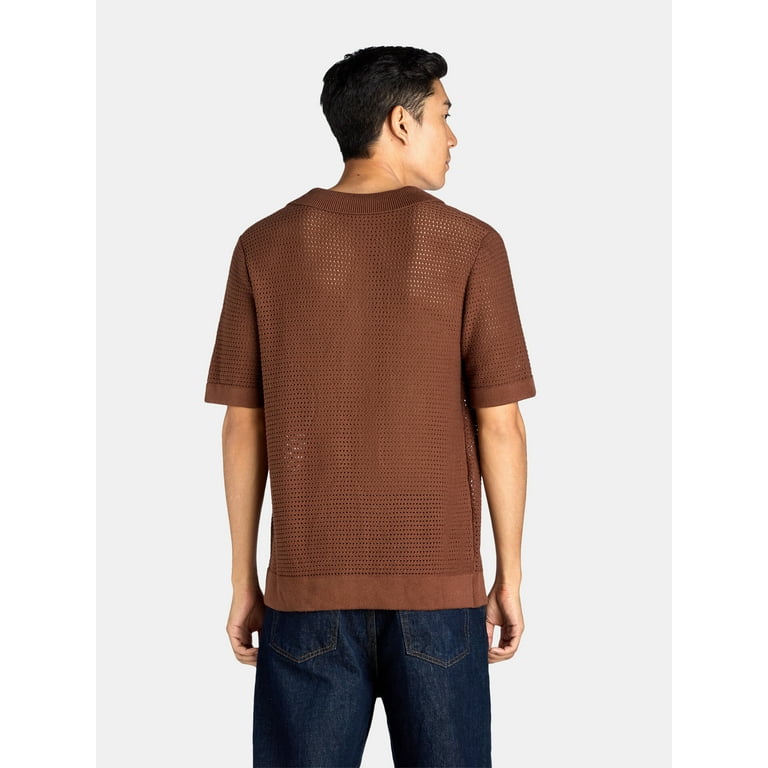 Tribekka 44 Men's Open Knit Button Down Refined Sweater Polo Tribekka 44 Men's Open Knit Button Down Refined Sweater Polo