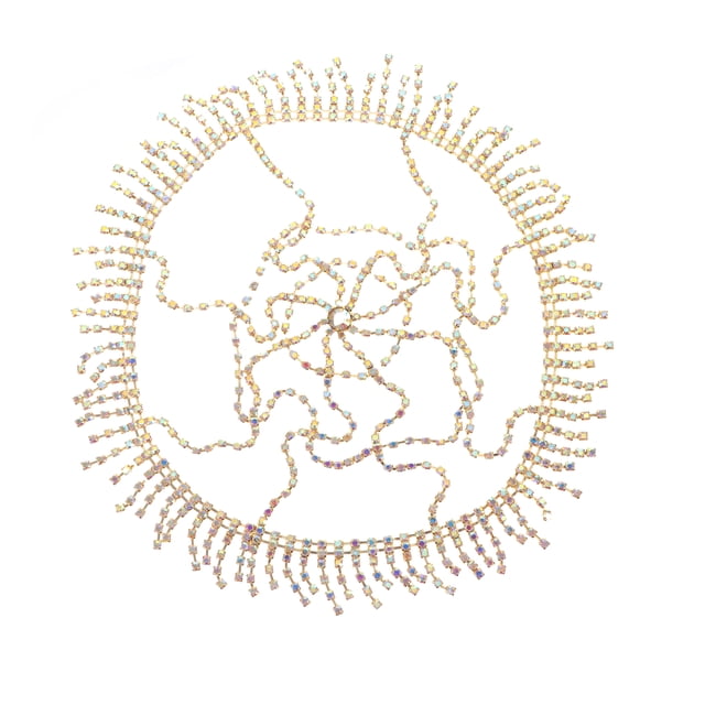 Weiweiguan Head Chain Tassel Rhinestone Mesh Shape Headpiece Unique Hair Accessory for Women Bride