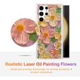 thumbnail image 2 of Case for Samsung Galaxy S22 Ultra, Colorful Retro Oil Painting Print Flowers Laser Glossy Cute Exquisite Floral Blossom Phone Cover Stylish Durable TPU Protective Case for Girls Women - Pink, 2 of 17