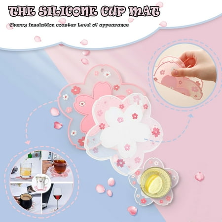 

Household Cute Flower Pattern Anti-Slip Silicone Cup Mats PVC Mat Insulation Pad