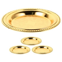 MLINS 4PCS Round Serving Plate Jewelry Plate Ring Holder Snack Serving Tray Stainless Steel Cheese Fruit Dish Pastry Tea Coffee Food Breakfast Tray Appetizer 4 Inch