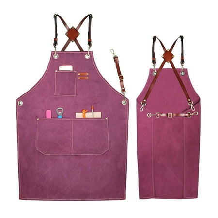 

CHOMOEN Adjustable Crossback Apron with Pockets Practical Antifouling Denim Apron