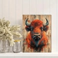 thumbnail image 2 of Qisvanset 12x16 Inch Fiery Bison Buffalo Canvas Wall Art, Western Wildlife Rustic Ranch Native Style Home Decor, 2 of 8