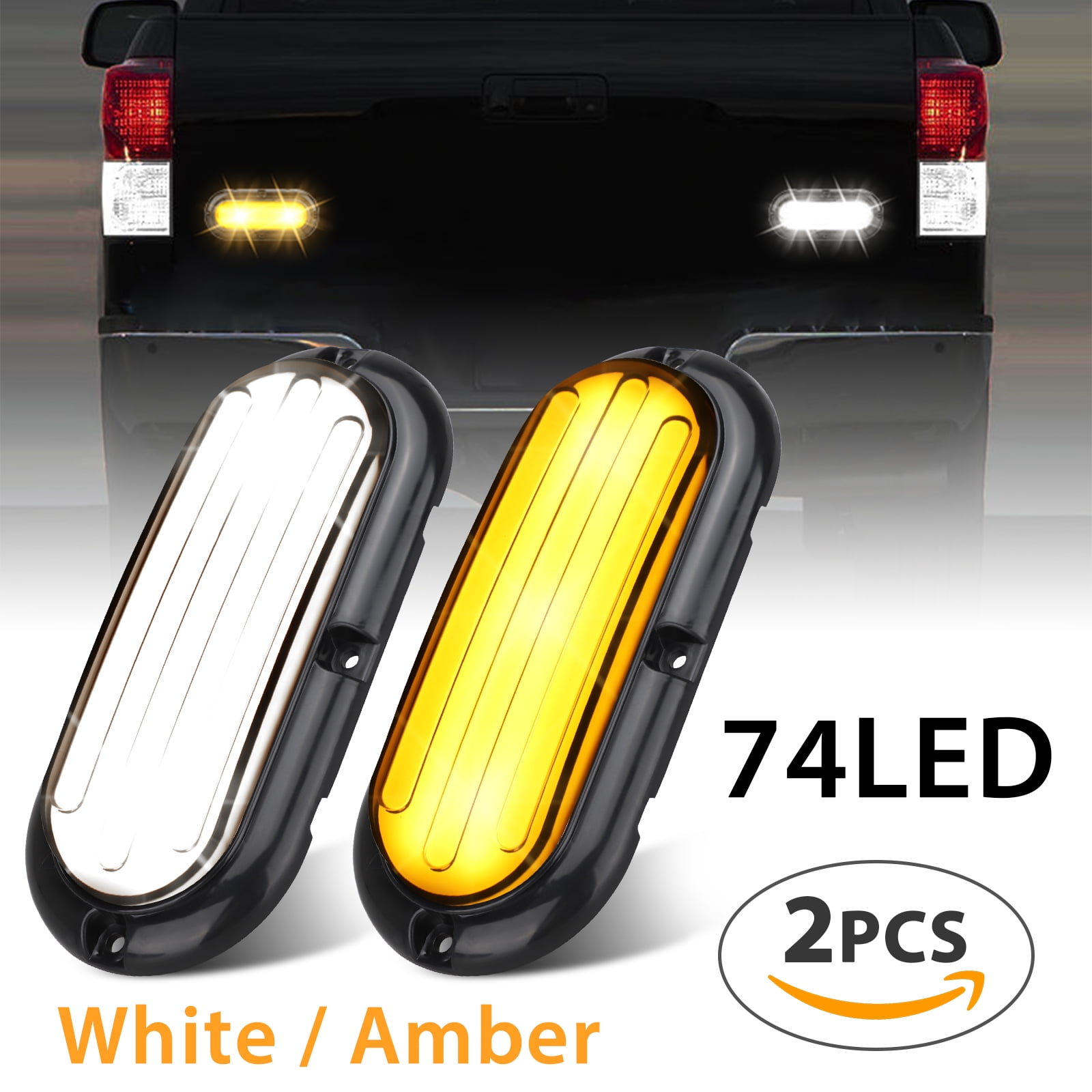 EEEkit 2pcs Amber White LED Sealed Stop Turn Signal Park Tail Lights
