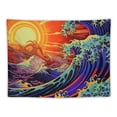thumbnail image 5 of Chilfamy  Tapestry Great Wave Tapestry Reactive Japanese Kanagawa Sunset Tapestry Vintage Ocean Wave Octopus Tapestry Wall Hanging for Bedroom Backdrop 40x30inch, 5 of 6