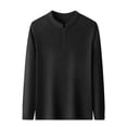 thumbnail image 3 of Gytharion Solid Color Big and Tall Pullover Shirts for Men Buttoned Stand Collar Blouses Casual Long Sleeve Tops, 3 of 7
