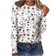 thumbnail image 1 of HKEJIAOI T-Shirts à Manches Longues en Polyester pour Femmes Imprimé Graphique Blouses Habillées Tops Décontractés Manches Longues Col Rond, 1 of 5