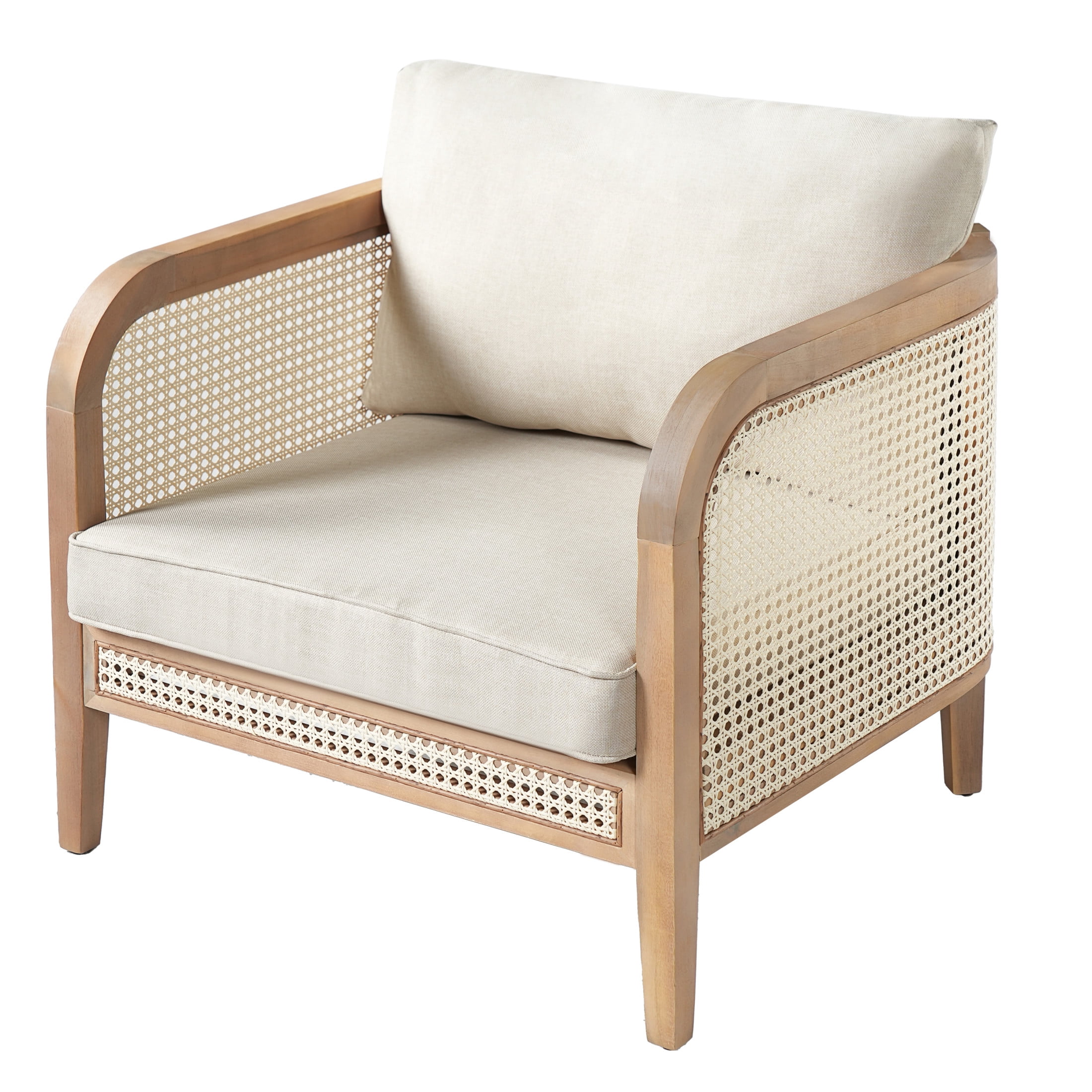 Christopher Knight Home Bohemian Outdoor White Wicker Lounge Chair with Cushion, Solid Wood Frame, Natural