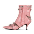 thumbnail image 2 of XYD Women Rivets Studded Ankle Boots Pointed Toe Kitten Low Heels Zipped Short Booties Dress Club Shoes Size 12.5 Pink, 2 of 4