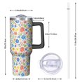 thumbnail image 2 of 40oz Pioneer Flower Floral Print Pattern Insulated Tumbler with Handle, BPA-Free Leak Proof Lid and Straws, Double Wall Vacuum, Hot 12h/Cold 34h, 2 of 6