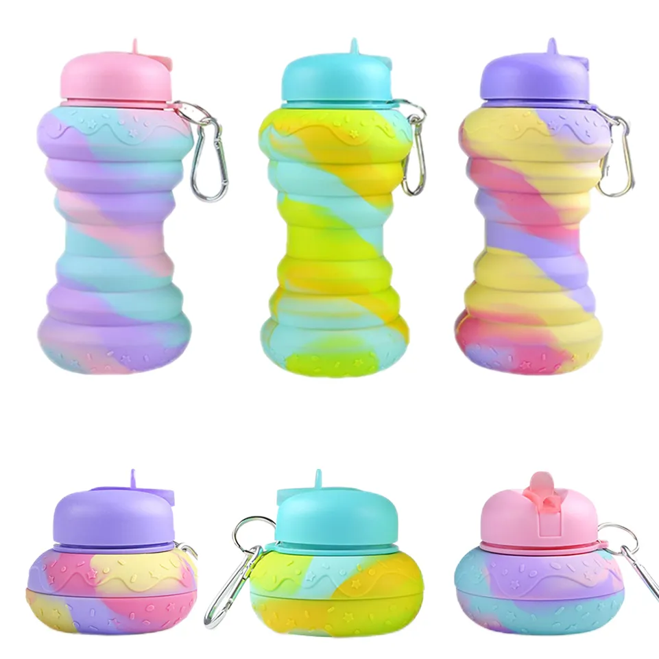 550ML Silicone Collapsible Water Bottle - Leakproof, Portable for Outdoor Sports & Travel - Ideal for Adults & Children