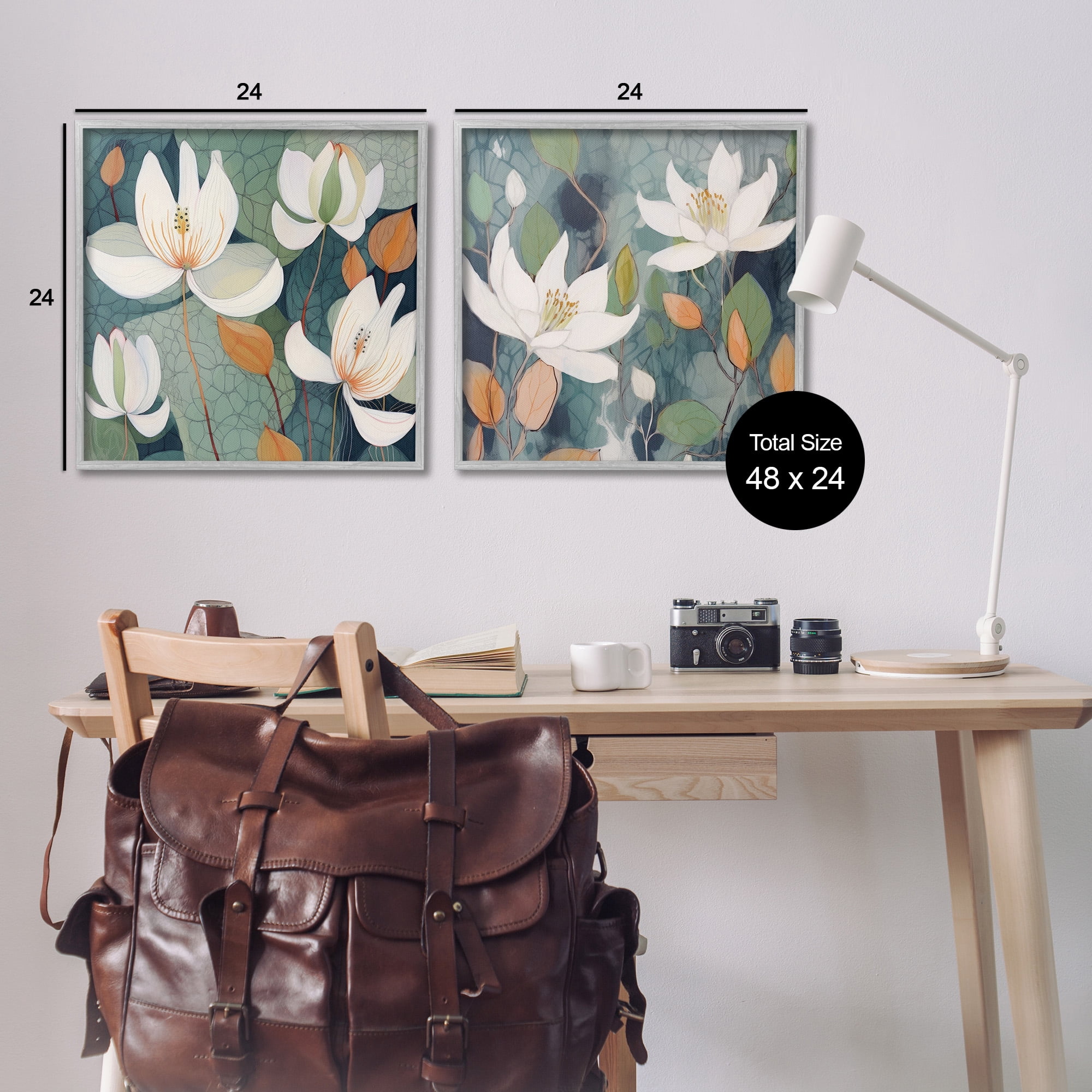 Stupell Industries Patterned Iris Blooms Botanical & Floral Painting Gray Framed Art Print Wall Art, 24 x 24, Set of 2