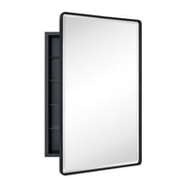 TEHOME Farmhouse Black Medicine Cabinet, 24x36 Inches, Recessed, Beveled Mirror